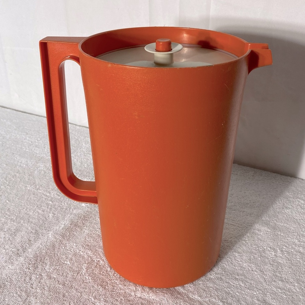 Vintage Tupperware Large Orange Go Between Pitcher with Lid